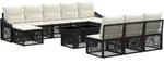 Gartensofa-set 11 Stk. Schwarz Und Cremewei&szlig; Poly-rattan Vidaxl