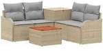 Sofa Set 6 Stk. Beige Und Hellgrau Polyrattan Und Stahl Vidaxl