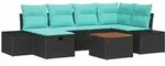 Gartensofa-set 7 Stk. Schwarz Poly Rattan Vidaxl