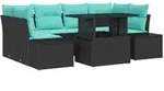 Sofa Set 7 Stk. 6-sitzanzahl Schwarz Und Blau Poly-rattan Vidaxl