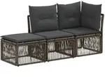 Gartensofa-set 3 Stk. 3-sitzanzahl Grau Poly-rattan Vidaxl
