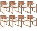 Set Mit 8 St&uuml;hlen Und Sitzkissen Sassari Ii Premium Zertifiziertes Akazienholz