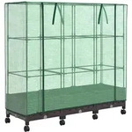 Vidaxl Garden Planter With Greenhouse Cover&wheels 3 Pcs Brown Pp