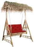 Hollywoodschaukel Mit Palmbl&auml;ttern Und Kissen 202 Cm Bambus Vidaxl