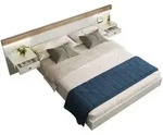 Erwachsenenbett 205 X 244 Cm Aus Holz, Doppelbett Mit Nachttisch Mit...