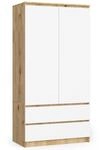 Kleiderschrank Akord S90 Eiche Artisan 90 Cm 2 T&uuml;ren 2 Schubladen 4 Ebenen Front