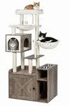 Relaxdays Kratzbaum Mit Katzenkloschrank & Futterstation, Hbt 144x71x45,5 Cm,