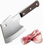 Hackbeil 15 Cm, 4cr14mov Edelstahl, Full Tang, Birnbaumholzgriff, F&uuml;r Fleisch &