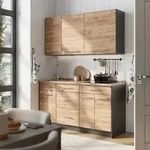 Singlek&uuml;che Fame-line, Goldkraft Eiche/anthrazit, 150 Cm, Ap Marmor, Vicco