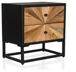 Beistelltisch / Nachttisch Santjago Black Sun S 2 Schubladen Tanne Massiv Hjh Living