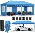 Faltpavillon 3x6m Wasserdicht Mit 4 Seitenteilen, Uv-schutz 50+, Blau