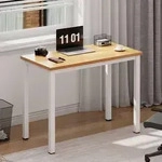 Computertisch 80x40cm, Kompakter Schreibtisch Mit Metallrahmen, Teak Wei&szlig;
