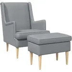 Sessel Mit Fu&szlig;hocker 2 Stk. Hellgrau Stoff Vidaxl