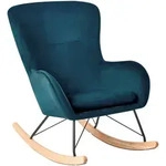 Beliani - Schaukelsessel Blau Samtstoff Holzbeine Wohnzimmer Elegant