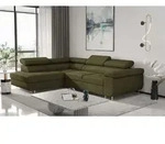 Ecksofa Sofa Jade Stoff Ascot Olivgr&uuml;n Mit Schlaffunktion Ottomane Links