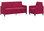Sofa Set Mit Stauraum 2 Stk. Weinrot Polyester Vidaxl