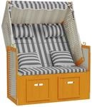 Strandkorb Mit Kissen Poly Rattan & Massivholz Wei&szlig; & Grau Vidaxl