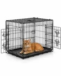 Lionto Transportk&auml;fig F&uuml;r Katzen Aus Metall, Stabil & Klappbar Mit Trennwand &