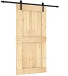 Schiebet&uuml;r Nat&uuml;rlich Und Schwarz 100 X 210 Cm Massivkiefer Vidaxl