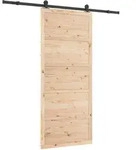 Schiebet&uuml;r 100 X 208 Cm Massives Kiefernholz Natur Vidaxl