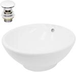 Luxebath - Ecd Germany Waschbecken Waschtisch &Oslash; 420x170 Mm Rund Keramik Wei&szlig; Inkl.