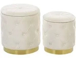 Pouf Mit Stauraum 2er Set Pueblo Samtstoff Wei&szlig;