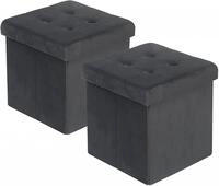2er-set Sitzhocker Sh69 Mit Stauraum Aus Samt, 37,5x37,5x38cm(lxbxh) Grau -...