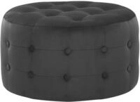 Beliani - Pouf Schwarz Samtstoff Knopfversteppung Rund Modern Elegant F&uuml;r...