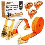 4x Spanngurte 6m 2000kg Mit Ratsche Und Haken - 35mm Zurrgurte T&uuml;v/gs Gepr&uuml;ft
