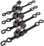 Einziehbare Ratschengurte 2,5cm X 3m Mit S-haken, 4 St&uuml;ck