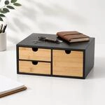 Relaxdays Schubladenbox, Bambus & Mdf, 3 Schubladen, H X B X T: 13,5 X 33 X 21 Cm,