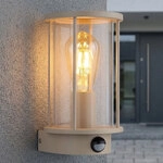 Led Au&szlig;en-wandleuchte Wandlampe Bewegungsmelder Sandfarben Glas Klar H 25,2 Cm