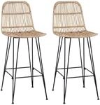 Vidaxl Bar Stool 2 Pcs Natural 44 X 55 X 109 Cm Rattan And Steel