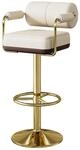 Barhocker Set H&ouml;henverstellbar Mit Lehne & Armlehne, 360&deg; Drehbar, Wei&szlig;