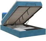 Ottoman-bett Mit Matratze Und Led Dunkelblau 120 X 190 Cm Samt Vidaxl
