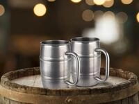 Aps - Ausgefallenes Bierkrug Set, 2x Humpen 0,5 Liter Aus Edelstahl In...