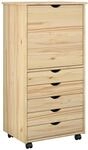 Vidaxl Rolling Cabinet 53 X 39 X 103 Cm Solid Pine Wood Brown
