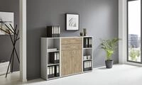 Bmg M&ouml;bel Regalwand/schrankwand, Office Edition Set 13, Grau/ Gold Harbor Oak