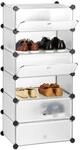 Relaxdays - Schuhschrank Kunststoff, Schuhregal Geschlossen, Regalsystem 6 F&auml;cher, H