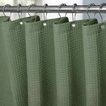Waffel Duschvorhang Textil 275x182cm Gr&uuml;n Mit Metallringen