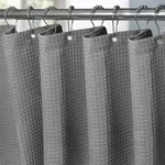 Duschvorhang Waffelstruktur Mit Metallringen, Wasserdicht, Dunkelgrau, 182x198cm