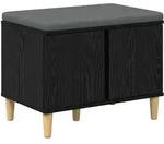 Vidaxl Hall Bench Black Oak 60 X 38 X 46 Cm Engineered Wood And Fabric