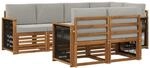 Outdoor-sofagarnitur 7 Stk. Natur Und Hellgrau Vidaxl