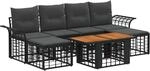Gartensofa-set 7 Stk. Schwarz Und Dunkelgrau Poly-rattan Vidaxl