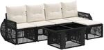Gartensofa-set 6 Stk. Schwarz Und Cremewei&szlig; Poly-rattan Vidaxl