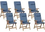 Set Mit 6 St&uuml;hlen Und Sitzkissen Java Premium Akazienholz Blau