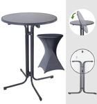 Set Stehtisch Klappbar &Oslash; 80 Cm & Husse Tischdecke B&uuml;gelfrei F&uuml;r Gastrotisch