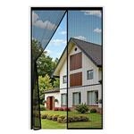 Magnetisches Fliegengitter F&uuml;r Balkont&uuml;ren 90x240cm, Ohne Bohren, Schwarz
