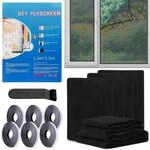6x Fliegengitter Fenster 130x150cm Schwarz Mit Klettband F&uuml;r Insektenschutz