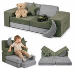 Relaxdays Kinder-spielsofa, Modular, 10 Weiche Bausteine, Kindercouch, Velours, Hbt